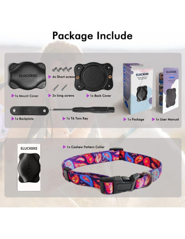 Soporte para Apple AirTag ELUCKEKE con Collar Ajustable 35.8-54.9cm