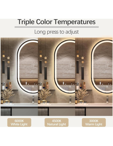 Espejo de Baño LED Ovalado TheiaMo 84x51 cm Impermeable