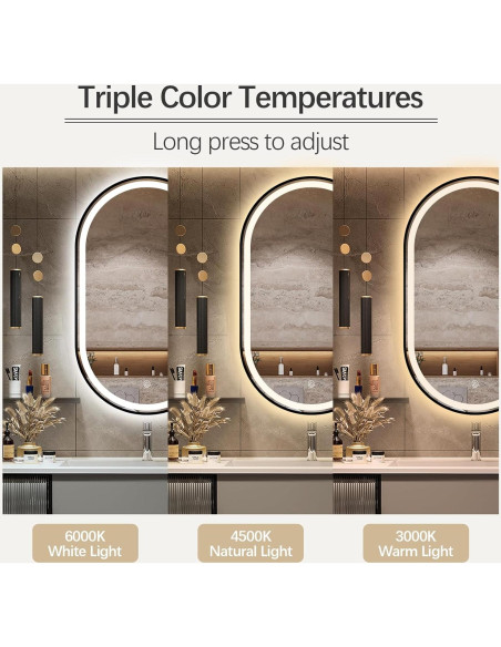 Espejo de Baño LED Ovalado TheiaMo 84x51 cm Impermeable Espejo de Baño LED Ovalado TheiaMo 84x51 cm Impermeable