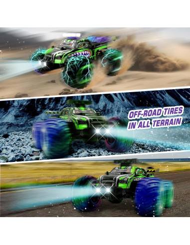 Coche RC Monstruo Hawcay 20KM/H Verde con 2 Baterías