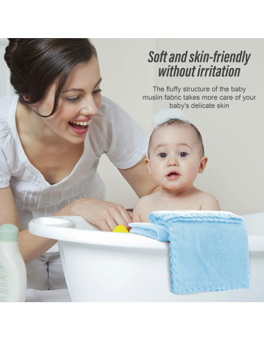 Paños de Baño para Bebés Sunny zzzZZ 24 Piezas Acuamarina 25.4x25.4 cm
