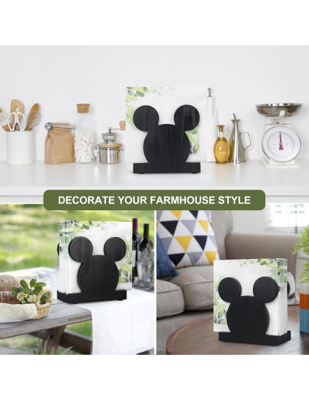 Soporte de Servilletas de Madera Renawe Mickey Negro 12.7x6.9cm Soporte de Servilletas de Madera Renawe Mickey Negro 12.7x6.9cm