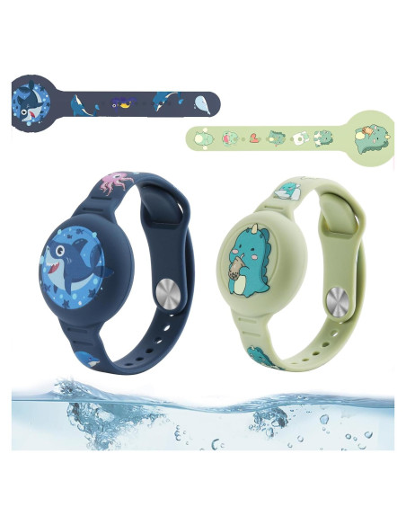 Pulseras de Silicona para Air Tag Niños - 2 Piezas Verde y Azul Pulseras de Silicona para Air Tag Niños - 2 Piezas Verde y Azul