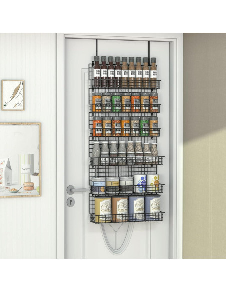 Organizador de Especias JKsmart 6 Niveles Montaje en Pared Negro Organizador de Especias JKsmart 6 Niveles Montaje en Pared Negro
