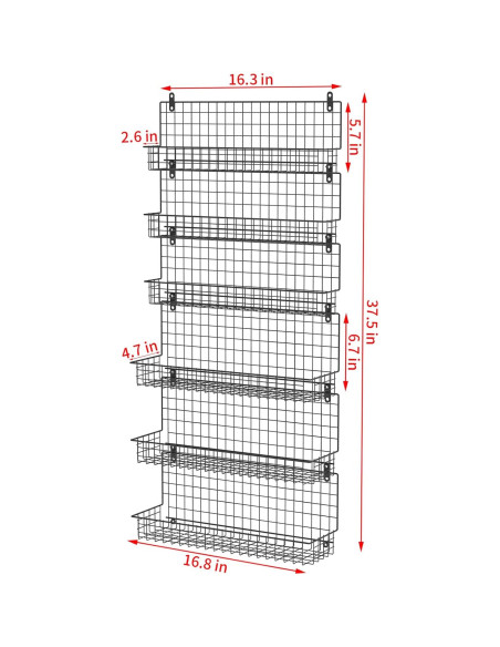 Organizador de Especias JKsmart 6 Niveles Montaje en Pared Negro Organizador de Especias JKsmart 6 Niveles Montaje en Pared Negro