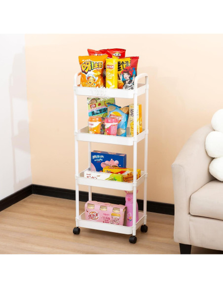 Carro Rodante de Almacenamiento Gagee 3 Niveles Blanco Carro Rodante de Almacenamiento Gagee 3 Niveles Blanco