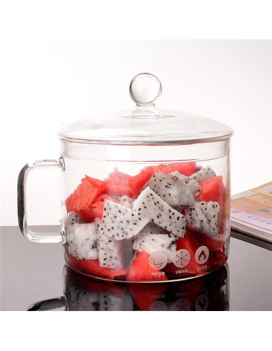 Cacerola de Vidrio Borosilicato Miecux 1.5L con Tapa
