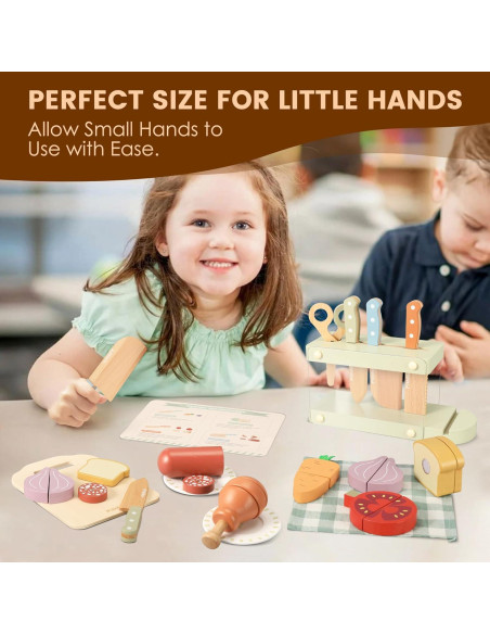Set de cuchillos de cocina de madera Pithfor para niños 3+ Set de cuchillos de cocina de madera Pithfor para niños 3+
