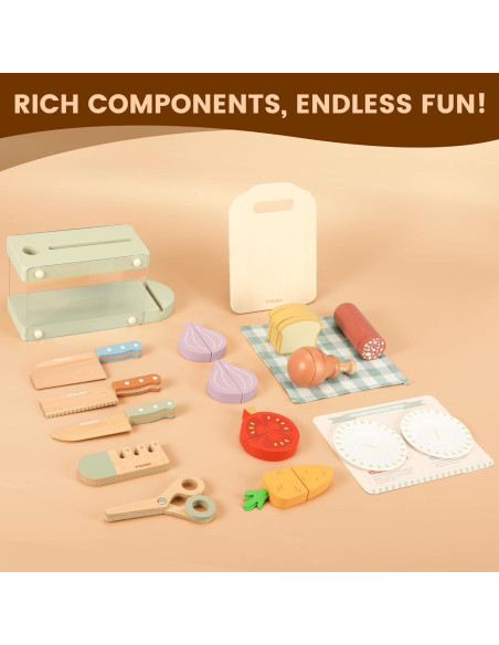Set de cuchillos de cocina de madera Pithfor para niños 3+ Set de cuchillos de cocina de madera Pithfor para niños 3+