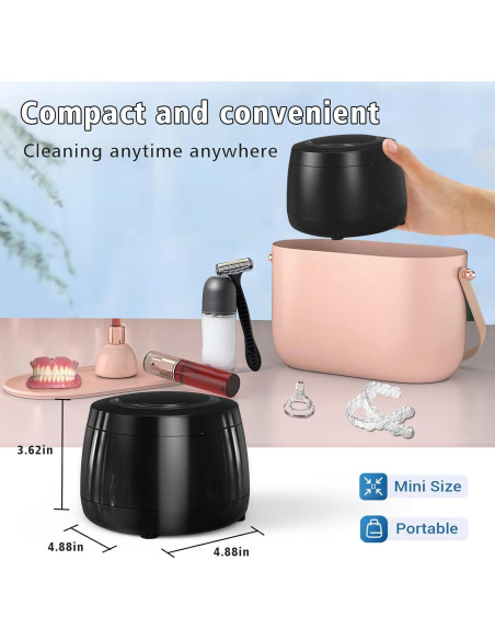 Limpiador Ultrasónico de Retenedores TOPUONE 43kHz Portátil Limpiador Ultrasónico de Retenedores TOPUONE 43kHz Portátil