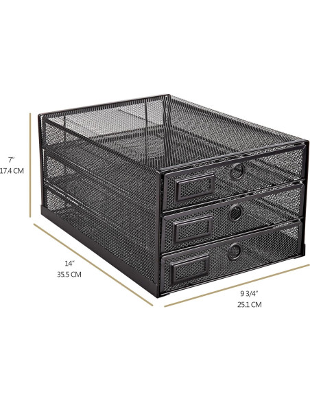 Organizador de Escritorio Annova Malla 3 Cajones Negro 35.5x25.1x17.4cm Organizador de Escritorio Annova Malla 3 Cajones Negro 35.5x25.1x17.4cm