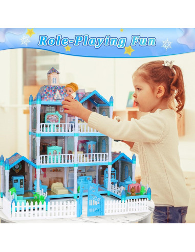 Casa de Muñecas Azul EP EXERCISE N PLAY 2 Pisos 215 Piezas