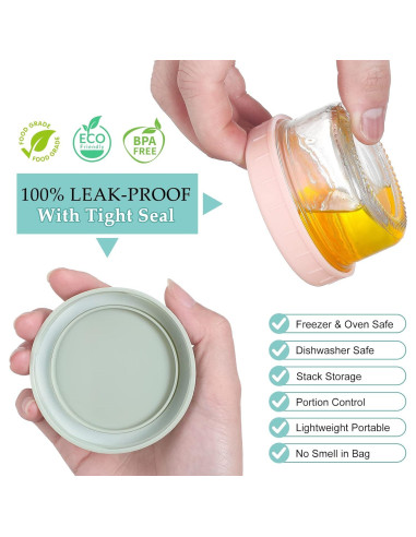 Contenedor de Aderezo VITEVER 6 Piezas 80ml a Prueba de Fugas