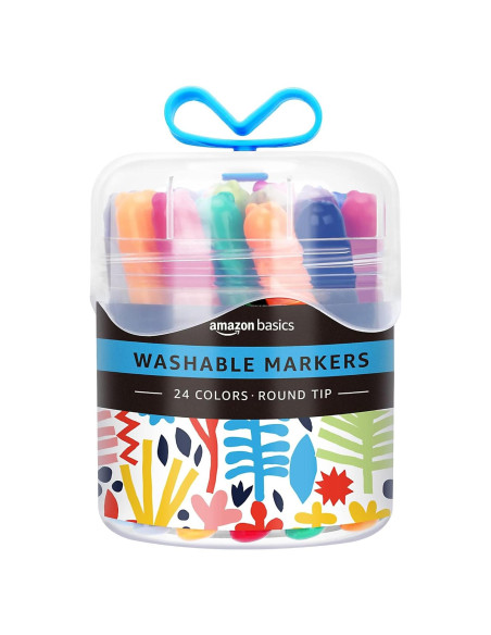 Marcadores Lavables Amazon Basics 24 Colores Punta Redonda Marcadores Lavables Amazon Basics 24 Colores Punta Redonda