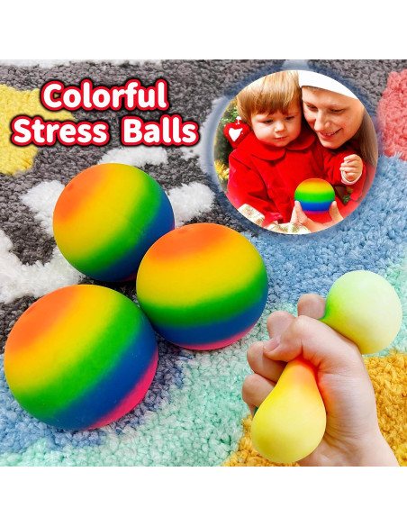Juego de 3 Pelotas Antiestrés Arcoíris JIAHO 2.4" para Niños y Adultos Juego de 3 Pelotas Antiestrés Arcoíris JIAHO 2.4" para Niños y Adultos