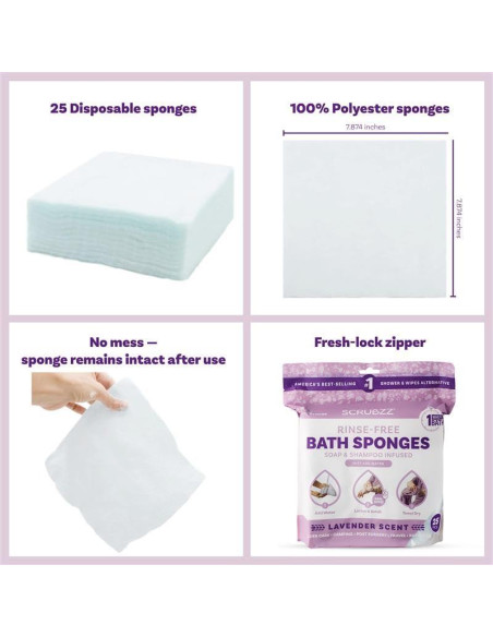 Toallitas de Baño Sin Enjuague Scrubzz Lavanda 25 Unidades Toallitas de Baño Sin Enjuague Scrubzz Lavanda 25 Unidades