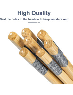 10 Pares Palillos de Bambú Reutilizables LOROTOCO 24 cm Antideslizantes 2