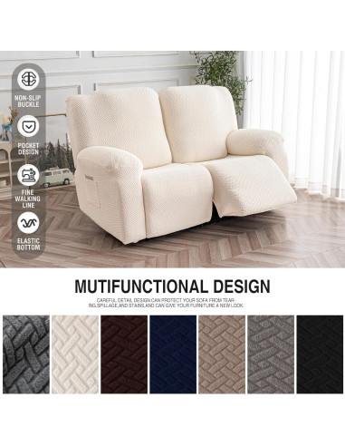 Funda Estirable para Loveseat Reclinable Genina Beige 2 Asientos