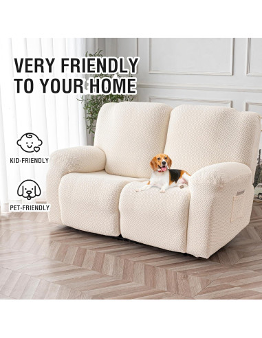 Funda Estirable para Loveseat Reclinable Genina Beige 2 Asientos