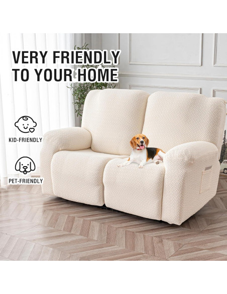 Funda Estirable para Loveseat Reclinable Genina Beige 2 Asientos Funda Estirable para Loveseat Reclinable Genina Beige 2 Asientos