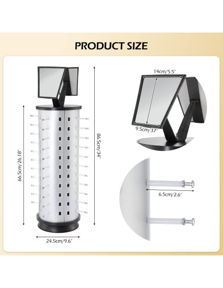 Soporte de Exhibición de Gafas VARIPOWDER Rotativo 360 para 44 Pares Soporte de Exhibición de Gafas VARIPOWDER Rotativo 360 para 44 Pares