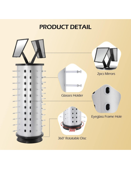Soporte de Exhibición de Gafas VARIPOWDER Rotativo 360 para 44 Pares Soporte de Exhibición de Gafas VARIPOWDER Rotativo 360 para 44 Pares