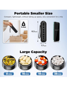 Organizador de Pastillas Zannaki Grande Impermeable 7 Compartimentos 2