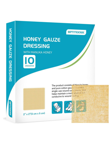 Gasa de Miel de Manuka 5x5cm - Paquete de 10 Vendajes Gasa de Miel de Manuka 5x5cm - Paquete de 10 Vendajes