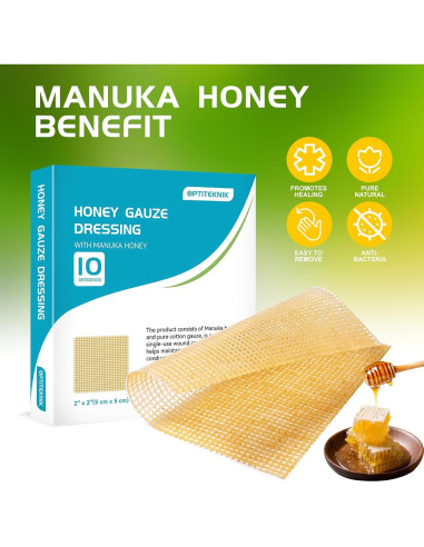 Gasa de Miel de Manuka 5x5cm - Paquete de 10 Vendajes