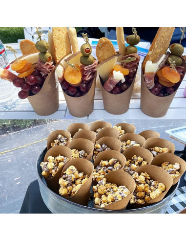 50 Tazas de Papel Kraft Desechables Kingzhuo para Aperitivos
