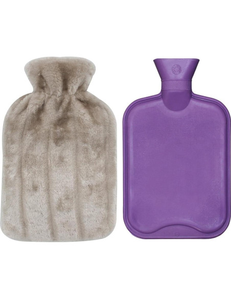 Botella de Agua Caliente HomeTop 2L con Funda de Piel Sintética Beige Botella de Agua Caliente HomeTop 2L con Funda de Piel Sintética Beige