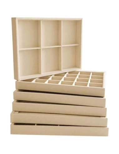 Bandeja de Joyería Svea Display de Terciopelo Beige 12 Rejillas