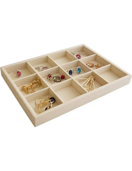 Bandeja de Joyería Svea Display de Terciopelo Beige 12 Rejillas Bandeja de Joyería Svea Display de Terciopelo Beige 12 Rejillas