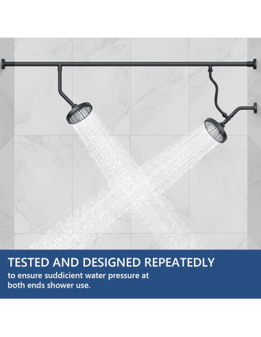 Ducha Doble Bntuk SH001 - Alta Presión 15 cm Negro Mate