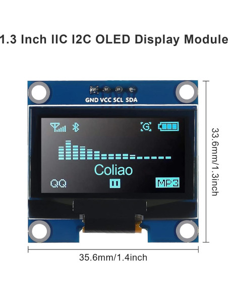 Módulo de Pantalla OLED 1.3" Coliao 128x64 IIC SSH1106 Azul Módulo de Pantalla OLED 1.3" Coliao 128x64 IIC SSH1106 Azul