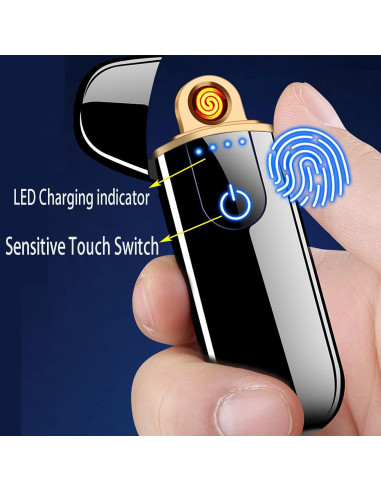 Encendedor Electrónico ZOIPPDMS Mini Dorado Recargable USB
