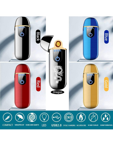Encendedor Electrónico ZOIPPDMS Mini Dorado Recargable USB