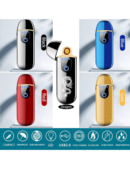 Encendedor Electrónico ZOIPPDMS Mini Dorado Recargable USB Encendedor Electrónico ZOIPPDMS Mini Dorado Recargable USB