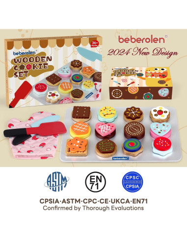 Juego de Comida de Galletas de Madera Beberolen 12 Piezas