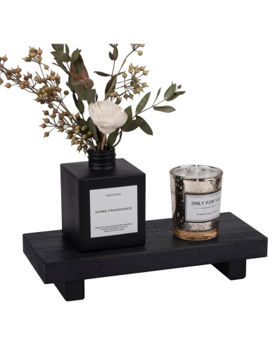 Bandeja de Madera Pedestal Decorativa Zoocatia 22x9cm Negra