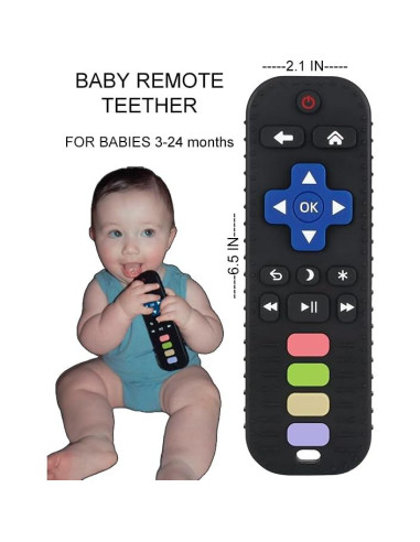 Mordedor para Bebés Ollie Baby Co. Control Remoto Silicona BPA Negro