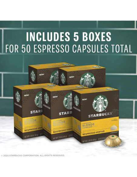 Cápsulas de Café Espresso Tostado Claro Starbucks 50 Unidades Cápsulas de Café Espresso Tostado Claro Starbucks 50 Unidades