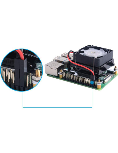 Ventilador PWM GeeekPi para Raspberry Pi 4 y 3B+ Negro
