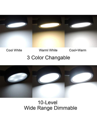 Luz LED de Lectura Montada en Pared QUANS USB 3 Colores 10 Niveles