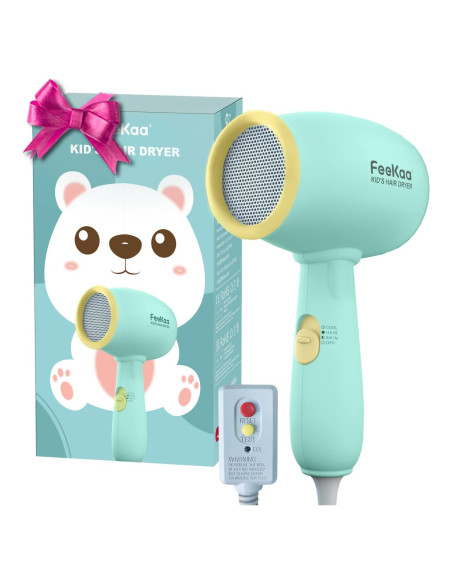 Secador de Pelo para Niños Feekaa 500W, Calor Suave y Bajo Ruido Secador de Pelo para Niños Feekaa 500W, Calor Suave y Bajo Ruido