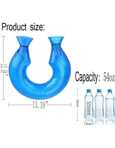 Bolsa de Agua Caliente OLizee 1.6L PVC Ergonomica Cuello U Azul 2