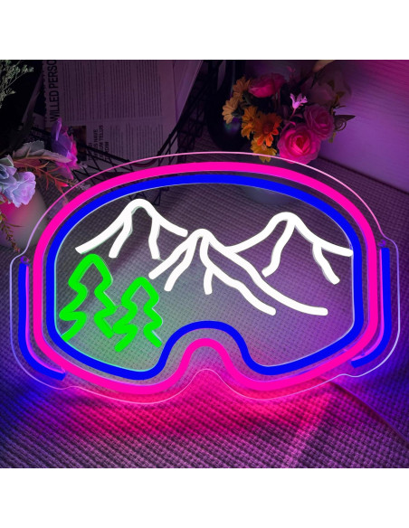 Letrero de Neón LED Gafas de Esquí Symone 40.9x26.4cm USB Letrero de Neón LED Gafas de Esquí Symone 40.9x26.4cm USB