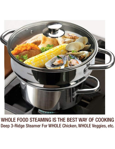 Juego de Vapor HOMICHEF 3 Piezas Acero Inoxidable 5QT