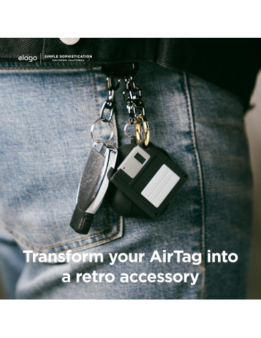 Funda Retro Disquete elago para Apple AirTag - Protección Negra