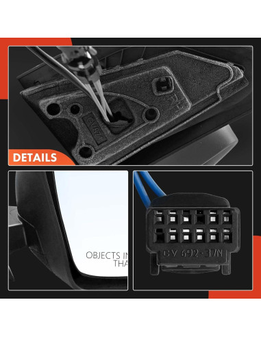 Espejo Manual A-Premium para Smart Fortwo 2016-2017 Negro